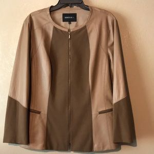 Lafayette148 NY brown/tan leather & spandex jacket